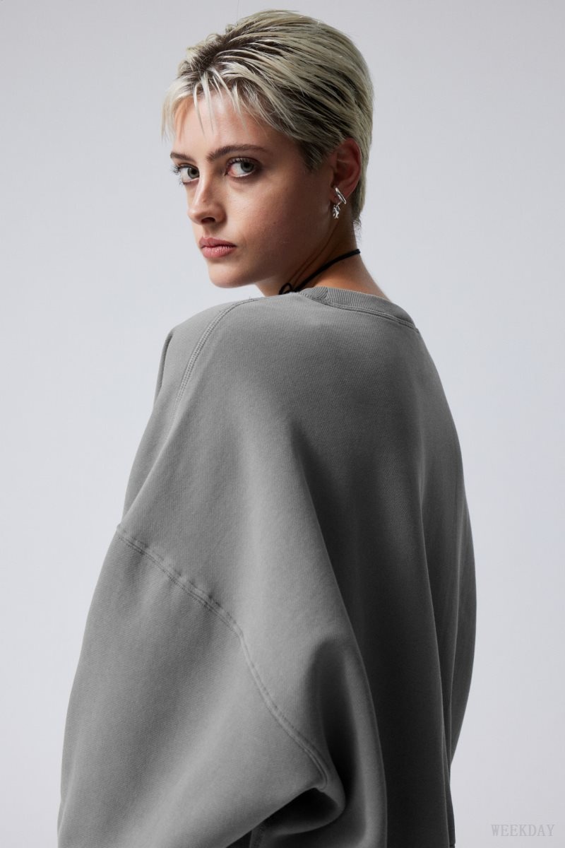 Weekday Wide Heavyweight Sweatshirt Grey | NMGF9272