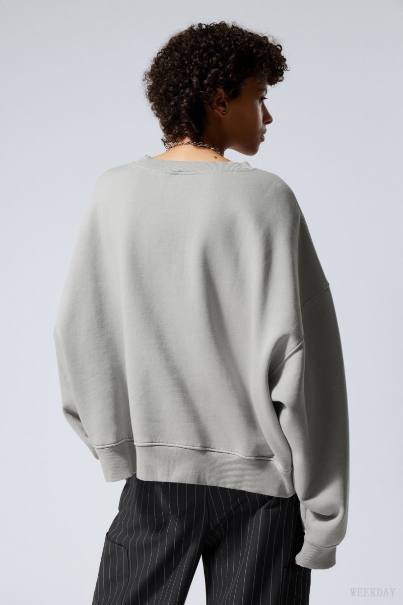 Weekday Wide Heavyweight Sweatshirt Light Grey | CHII6113