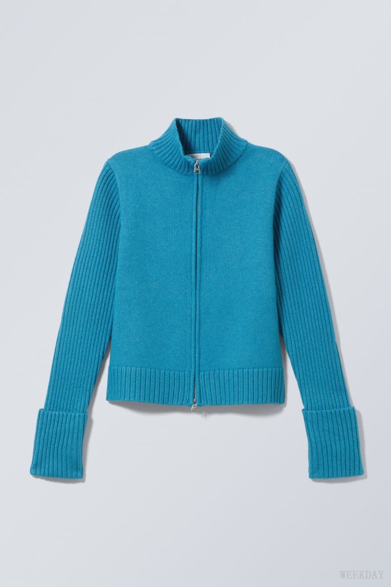 Weekday Winona Zip Cardigan Light Blue | BXOV0032