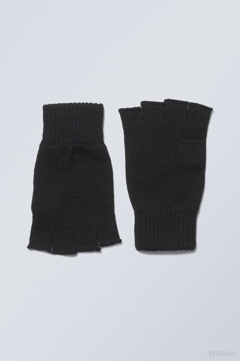 Weekday Wood Gloves Black | QKBI0542