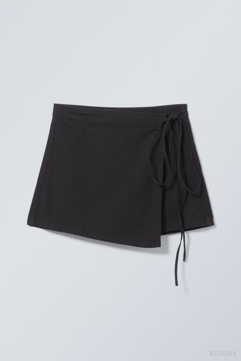 Weekday Wrap Mini Skirt Black | HFDE8713