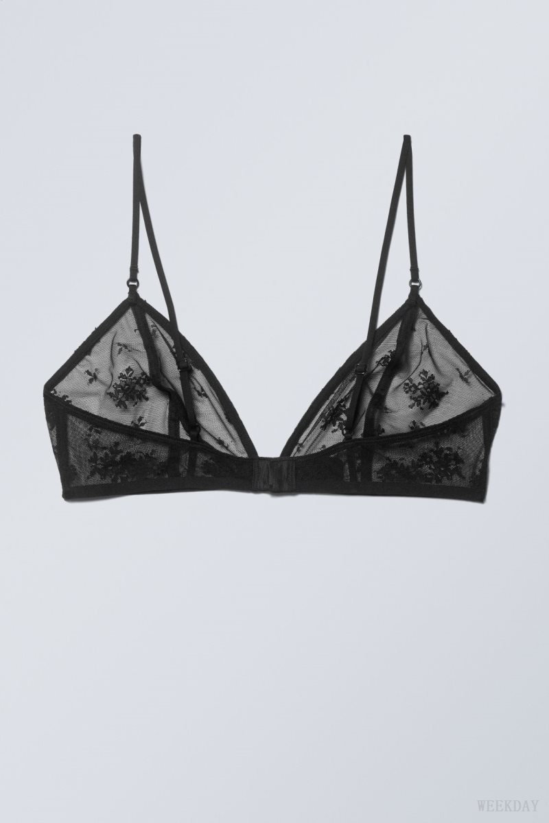 Weekday Zelda Lace Bralette Bralette Black | QZGD4545