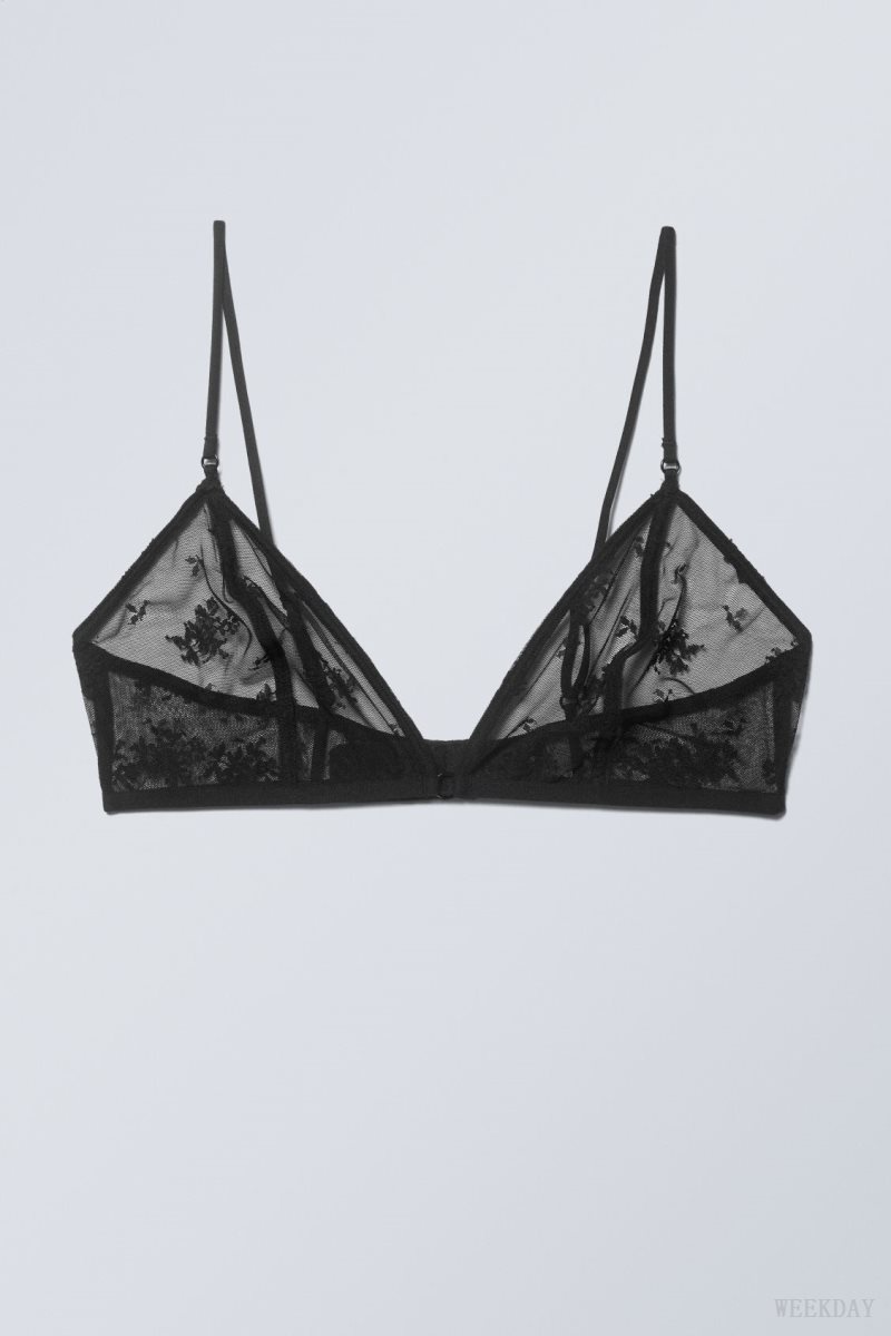 Weekday Zelda Lace Bralette Bralette Black | QZGD4545