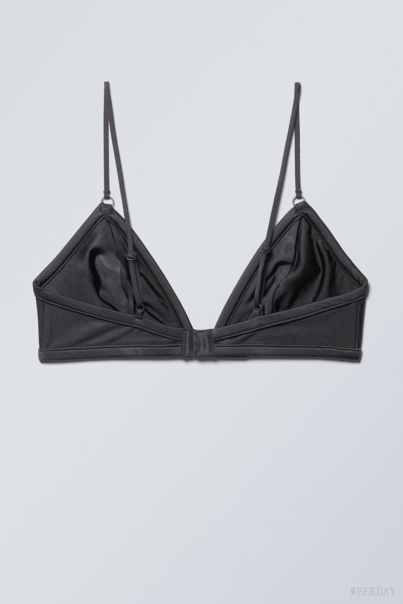 Weekday Zelda Shiny Triangle Bra Bra Dark Grey | WHRN5035