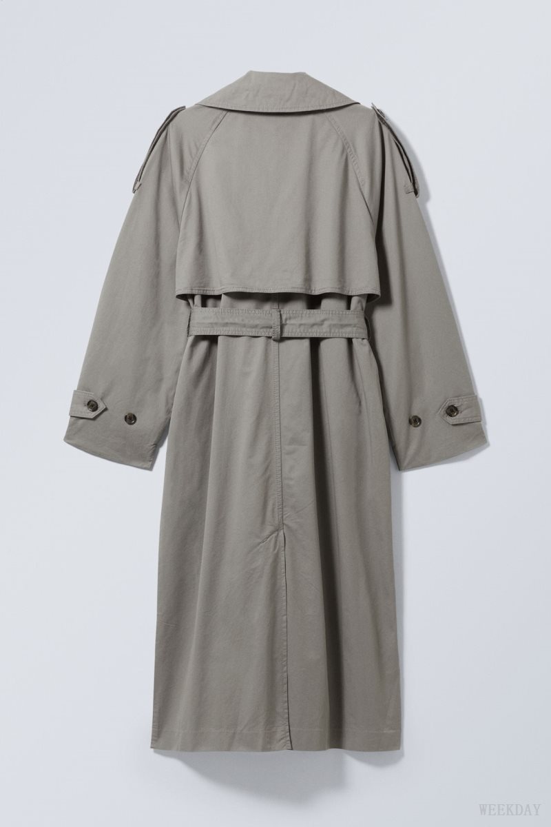 Weekday Zenni Oversized Trench Dark Grey | FTRM7233